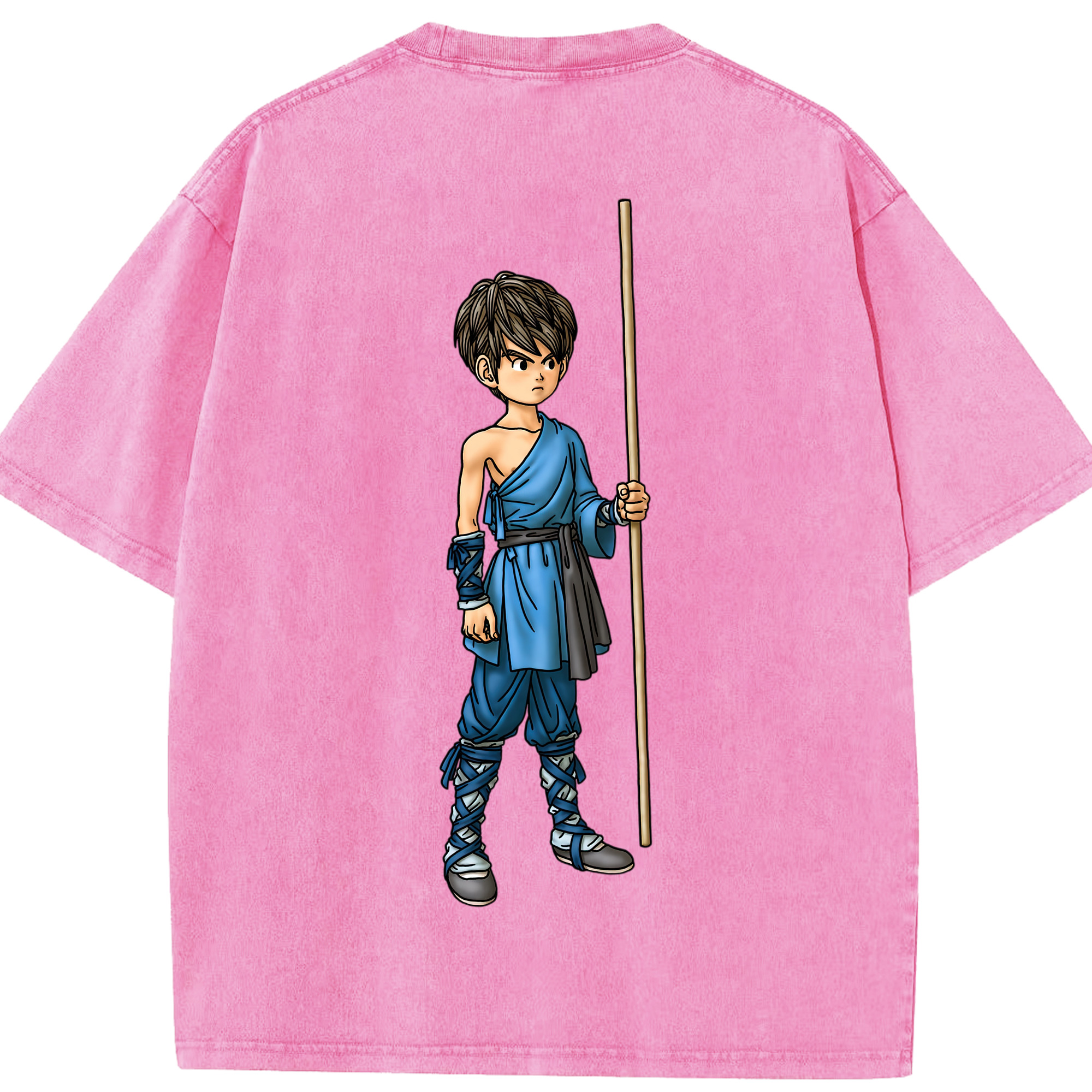 （画像用） ドラゴンクエスト Doragon Kuesuto Dragon Quest 綿100% ヴィンテージ風 半袖Tシャツ（背面プリント）